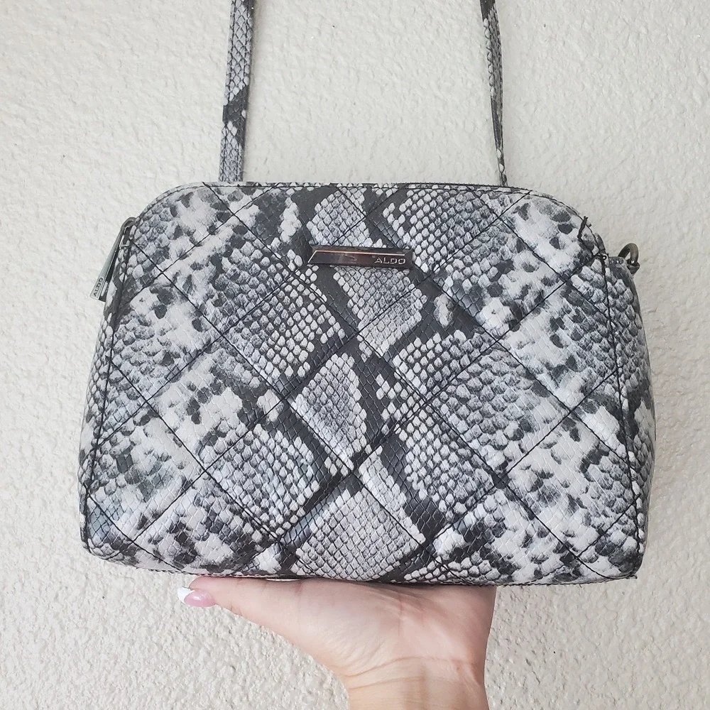 Aldo Crossbody Handbag Medium Snake Design Shoulder Strap Dual Partition Pockets